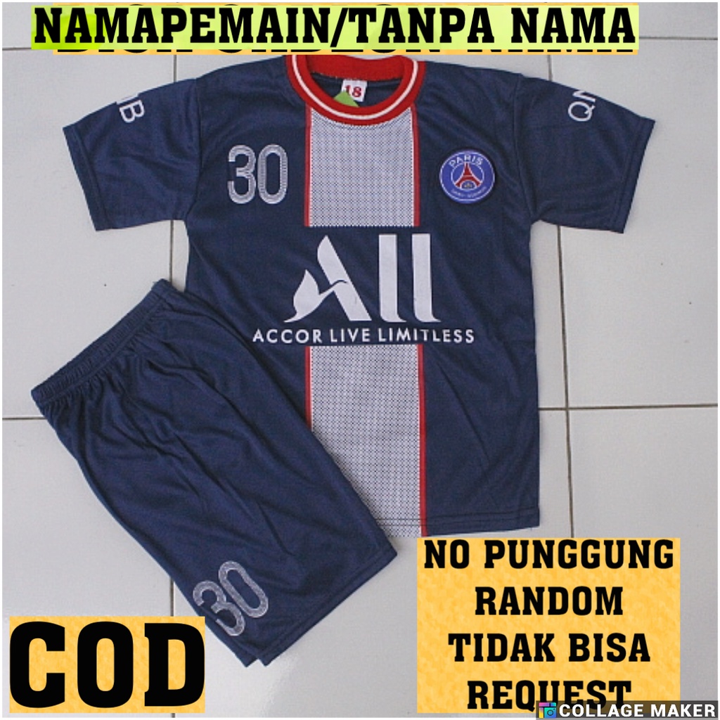 BISA COD SABLON NAMA BAJU BOLA PSG/SETELAN BOLA ANAK PSG TERBARU