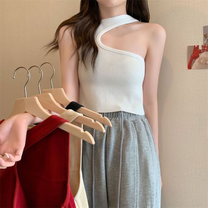 QUEEN SAKURA - Q20035BL - JOANNE CURVY CUTS KNIT TANKTOP IMPORT - TANKTOP RAJUT CASUAL KOREA WANITA 