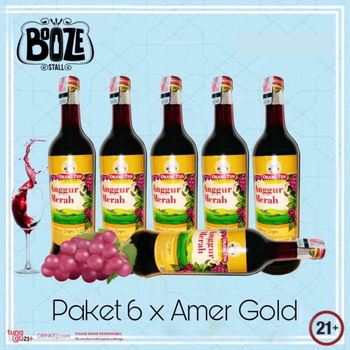Anggur Merah Gold Cap Orang Tua 620ml Paket 6 Botol