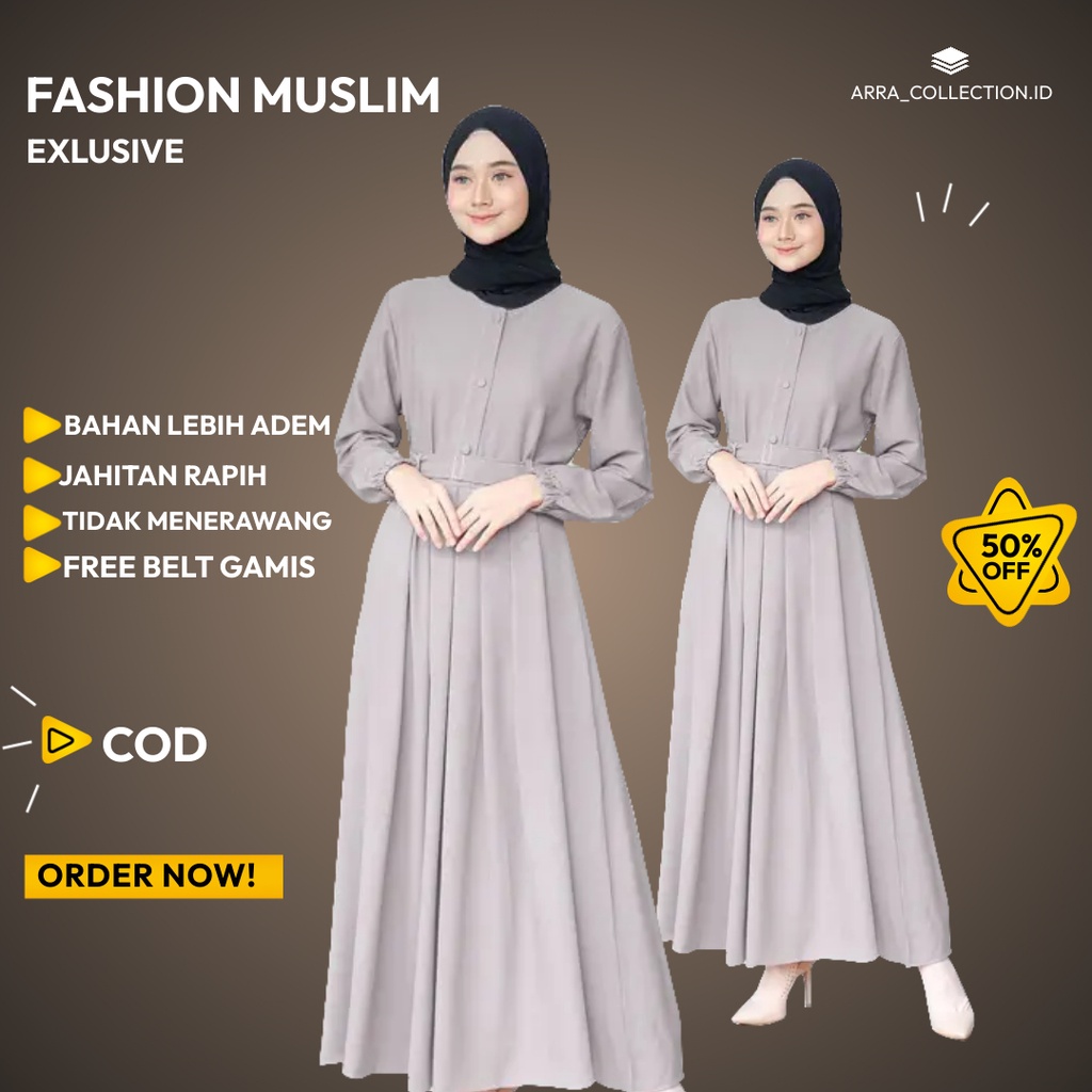 Baju gamis wanita busui terbaru polos murah bahan katun jubah perempuan muslimah buat lebaran dress 