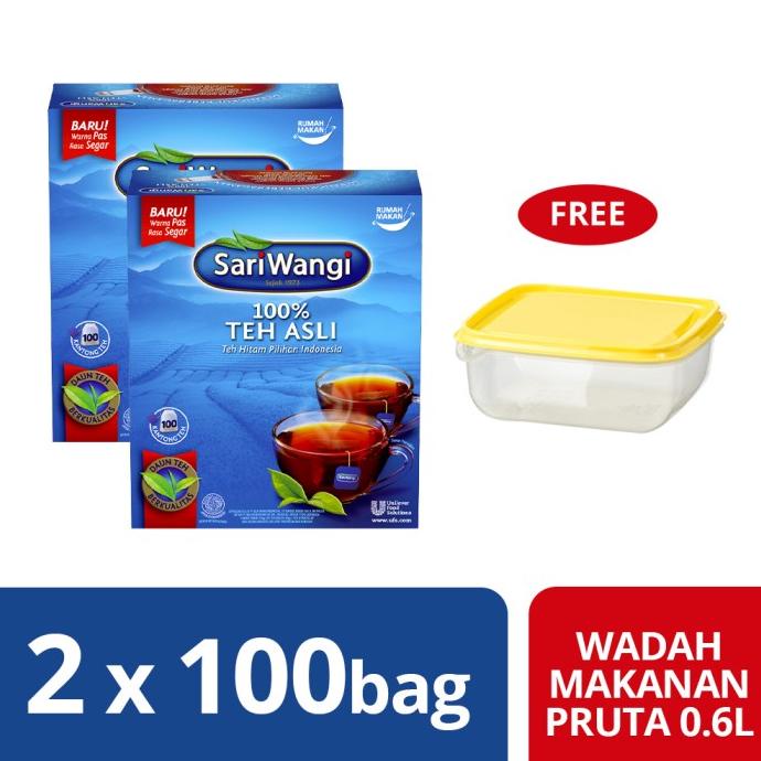 

[COD] Sariwangi Asli Tea Bag 100 Twinpack Free Container IKEA 0.6L [COD]