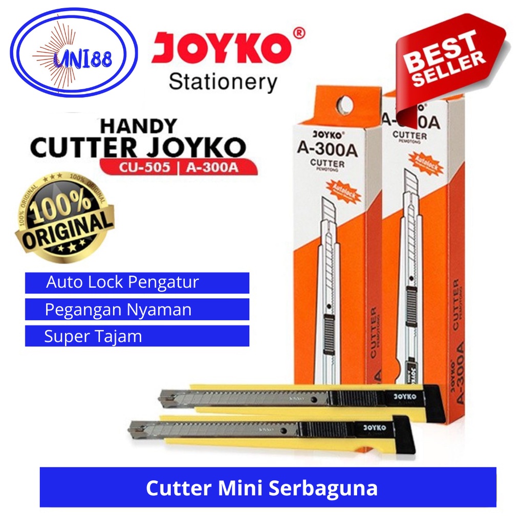 

Cutter Kecil Joyko A300 Murah Kater Pemotong Kertas Pisau Potong Praktis Serbaguna Kain Plastik PVC Acrylic