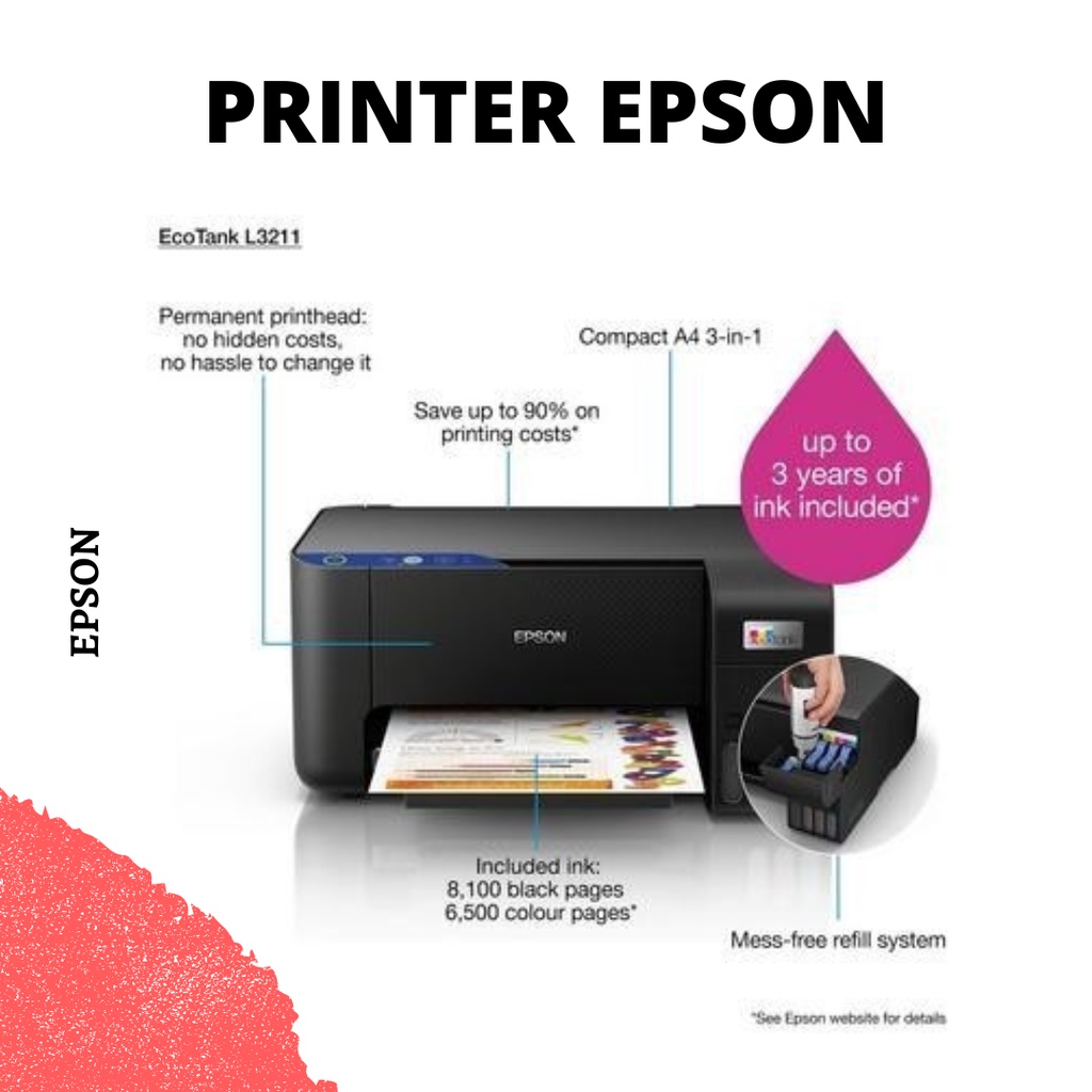 PRINTER EPSON ECOTANK L3211 L 3211 All-in-One Ink Tank Printer