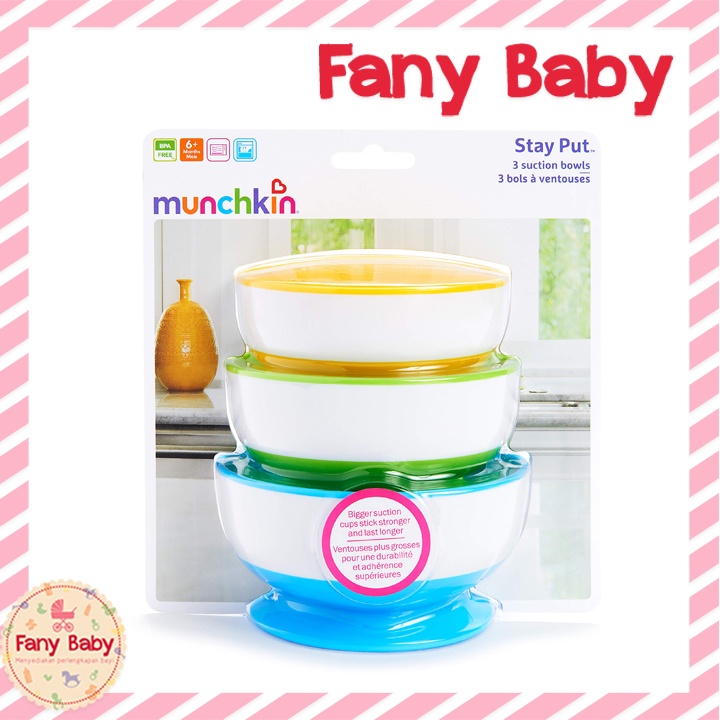MUNCHKIN STAY PUT SUCTION BOWL 3 PACK