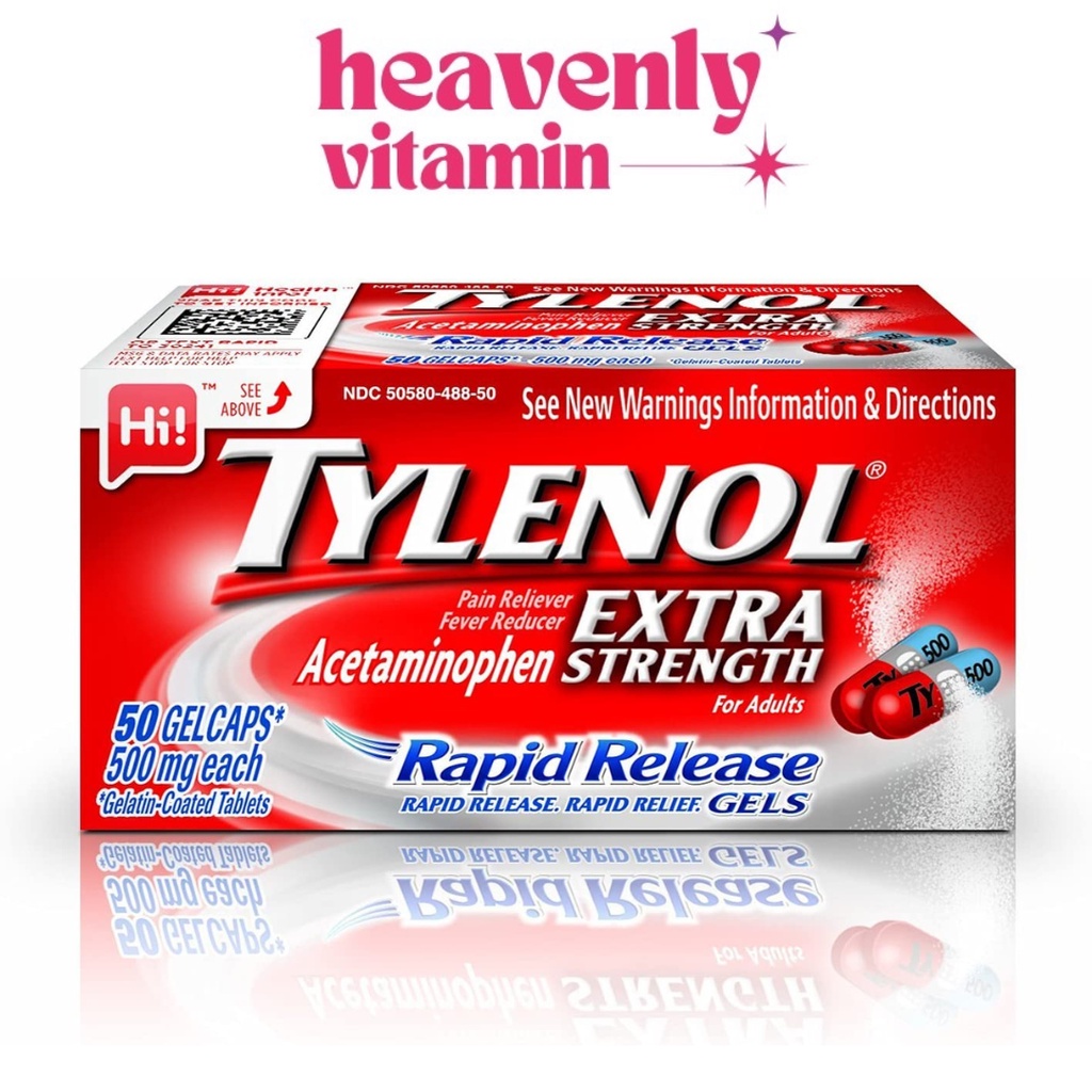 Jual Tylenol Rapid Release Gels Extra Strength 50 Gelcaps 500mg