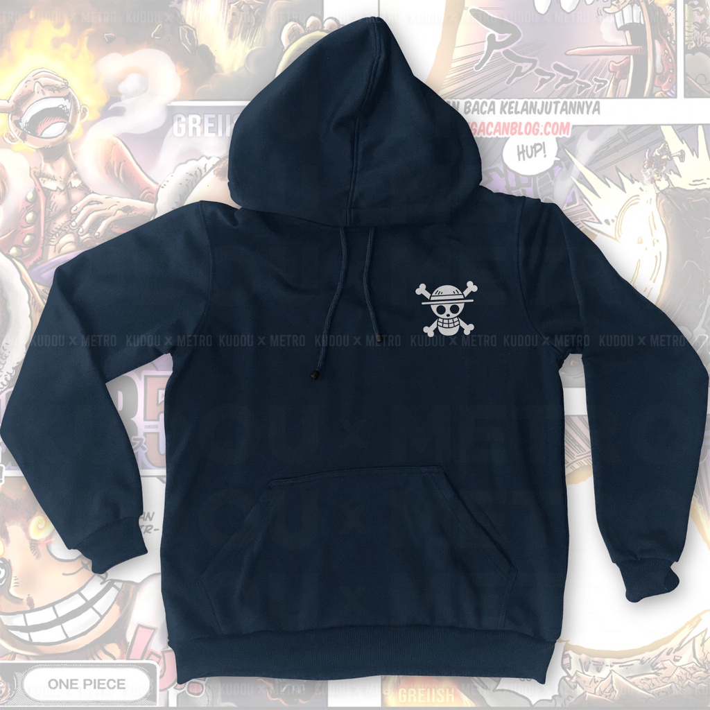 Hoodie Luffy God Nika Lineart Navy Anime Manga One Piece Premium Unisex