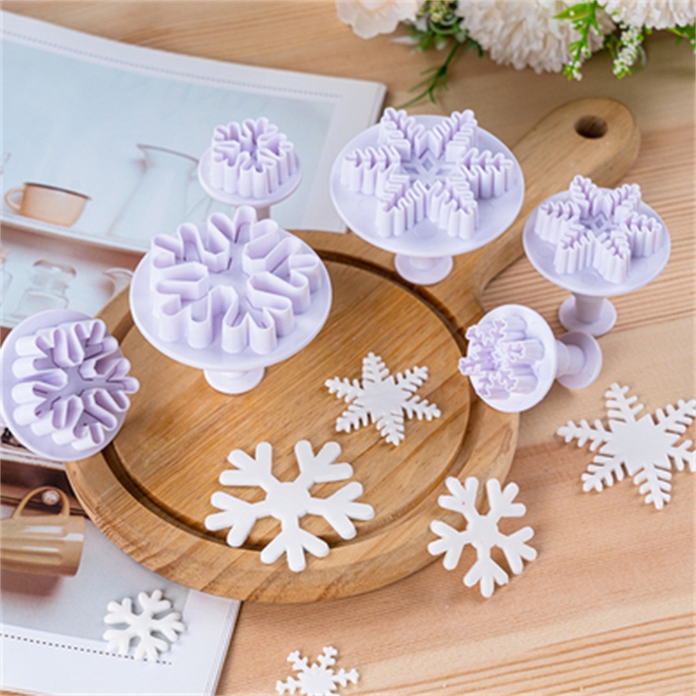 3 Pack Cetakan Kue Kering Fondant Bentuk Snowflake Natal Untuk Rumah Tangga