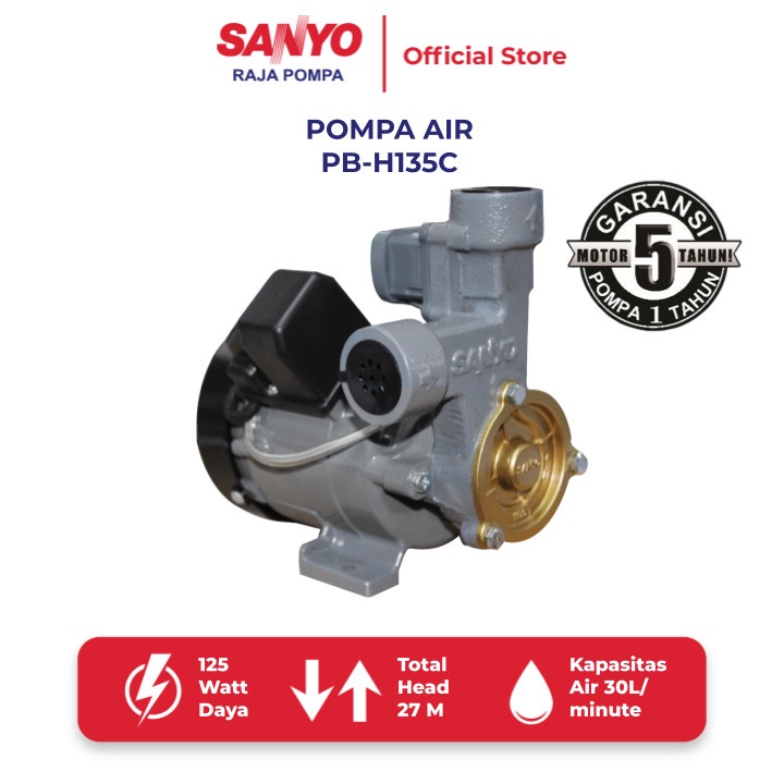 SANYO PB-H135C / PBH135C Mesin Pompa Pendorong Air Otomatis - Booster Pump