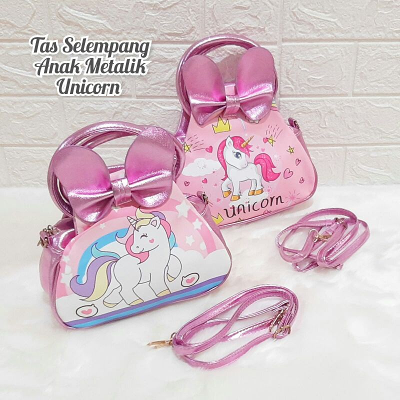 Tas Ransel Dan Selempang Anak Metalik Unicorn LOL