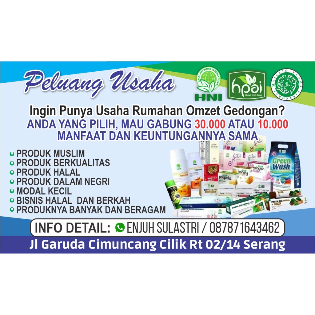 

KARTU NAMA HNI CUSTOM / PROMOSI USAHA / KARTU NAMA 1 SISI MURAH