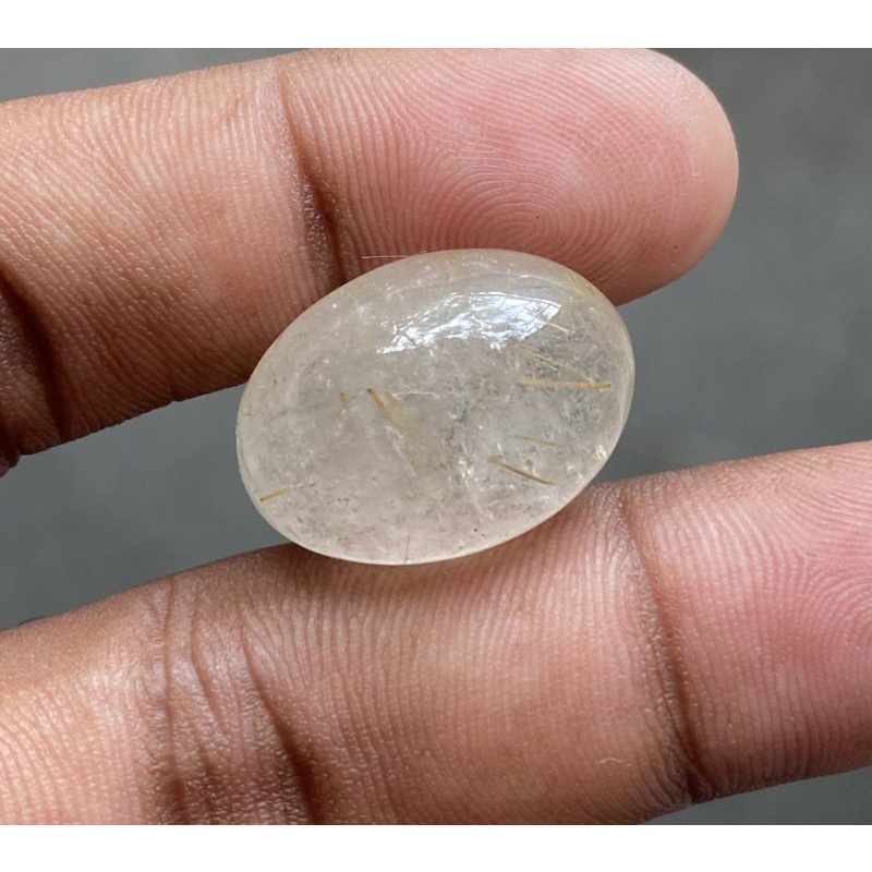 Natural Golden Rotile Batu Kecubung Rambut Emas Big Size Dim 23x17x11 CT 29