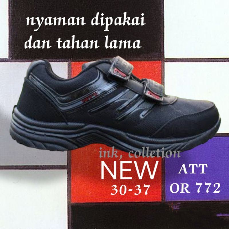 SEPATU SEKOLAH PRO ATT LST 931 ATT OR hitam polos, SEPATU SEKOLAH TK SD