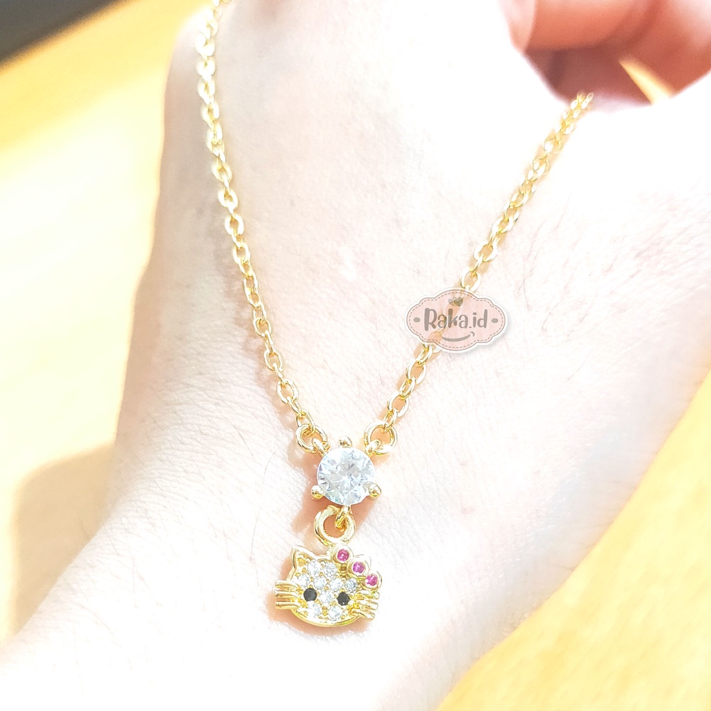 Kalung Anak Motif Hello Kitty Bulat Mata Satu Perhiasan Cantik Anak 1184