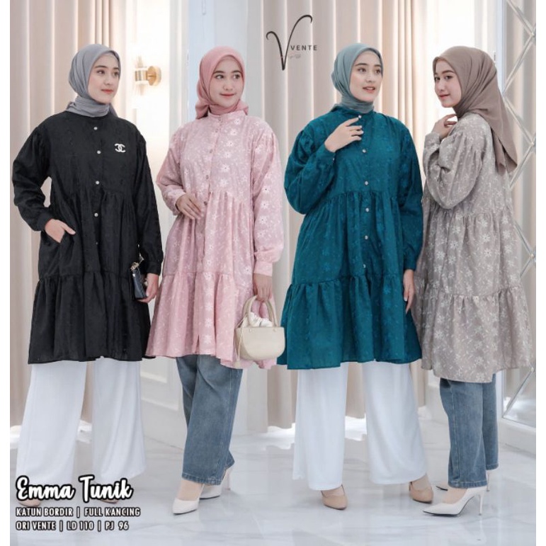 Emma Tunik ORI Katun Bordir Full Kancing