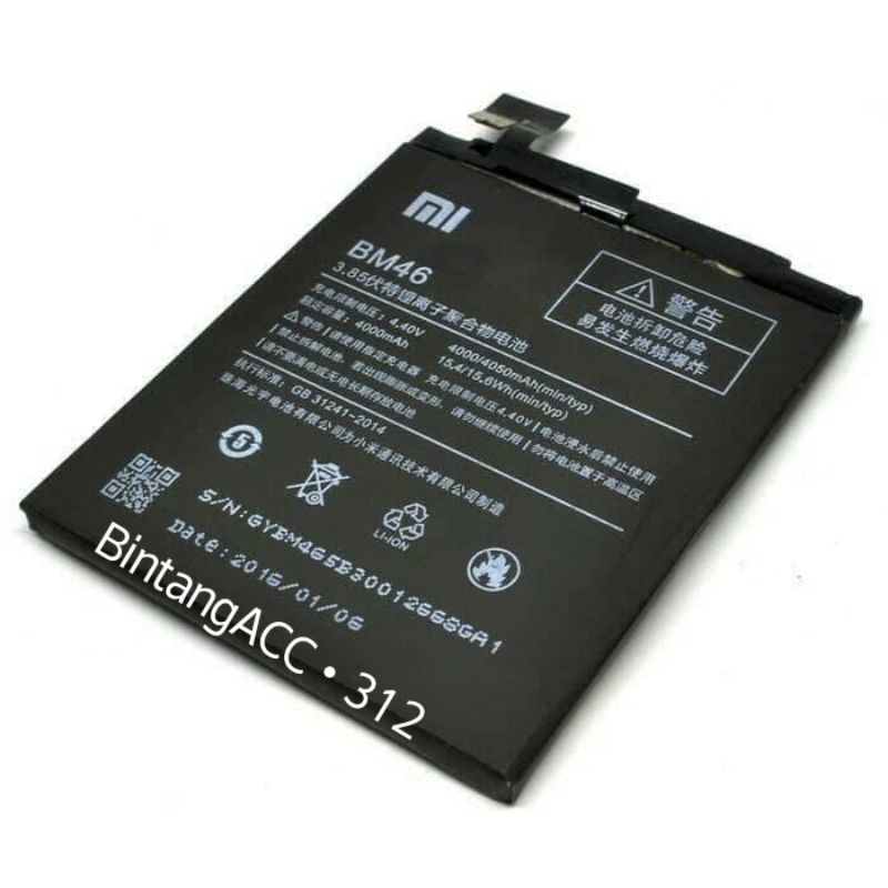 Baterai Tanam Xiaomi BM46, Redmi Note 3  4000mAh