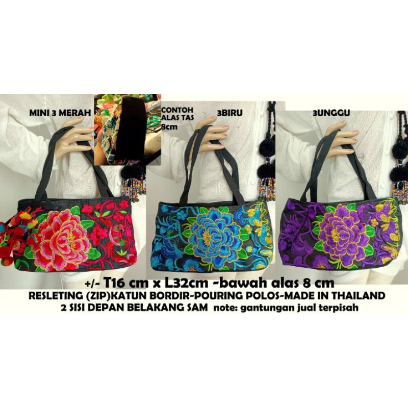 Tas tenteng bordir Thailand oleh-oleh souvenir import Bangkok mini 1-3