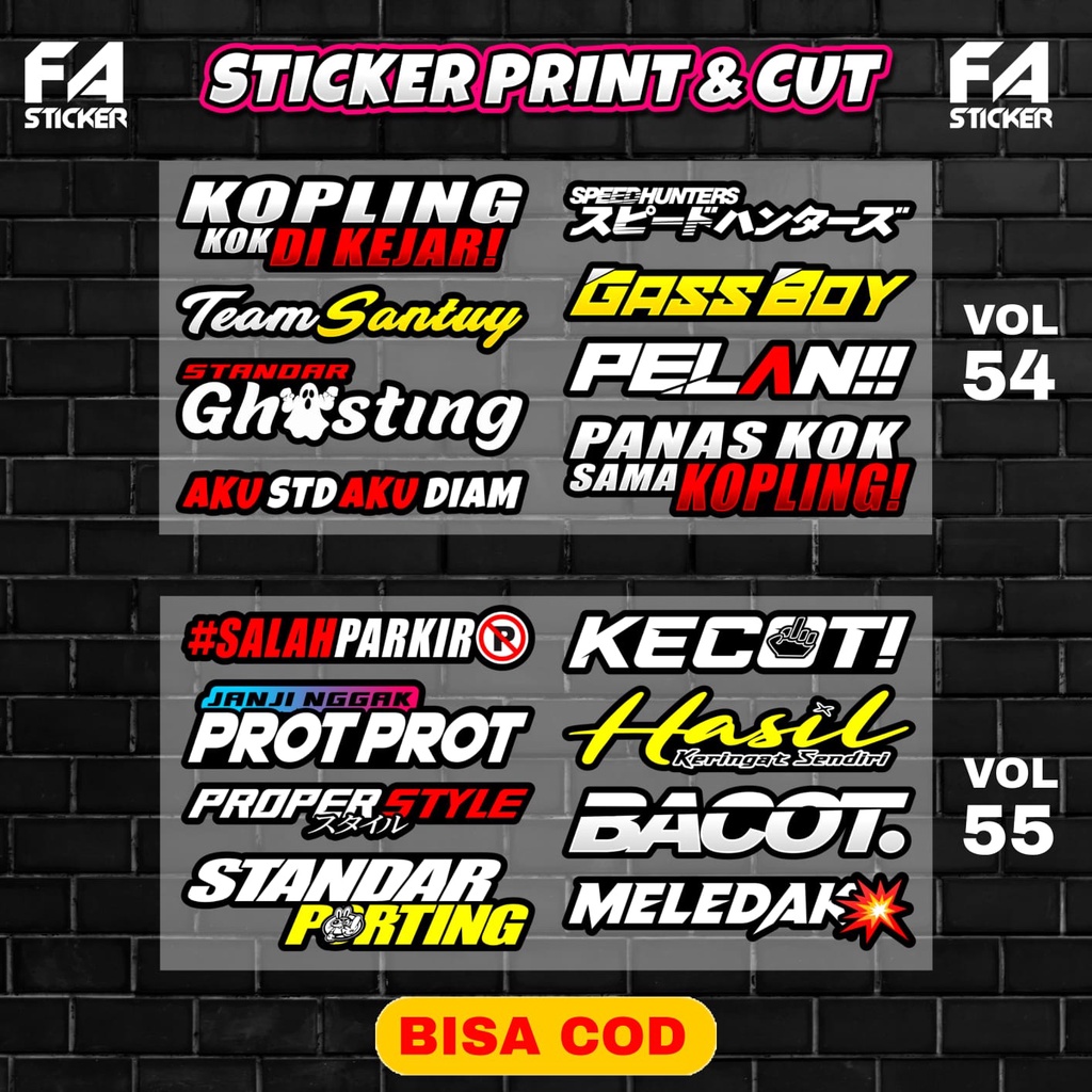 Stiker Cutting Hologram PSKNMTC SPEEDHUNTERS PROSTREET SENGGOL DONG BUKAN MAEN PELAN Sticker Cuting Stiker Helm Stiker Motor Stiker Racing