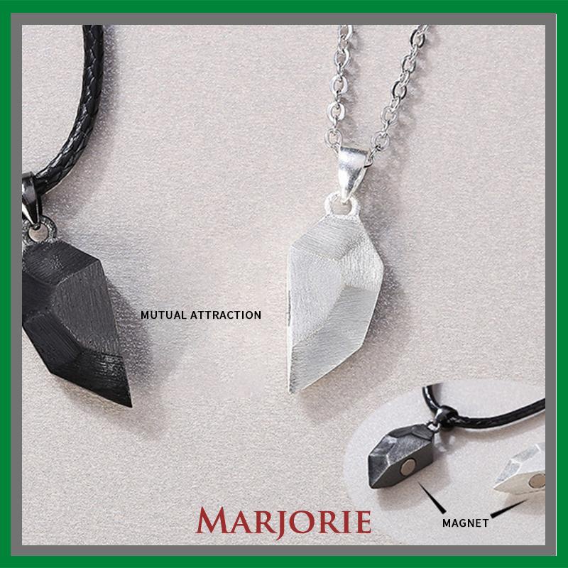 2 Pcs/set Fashion Couple Kalung Magnet Hati Liontin Kalung Batu Harapan Sederhana Hitam Dan Putih S-MJD