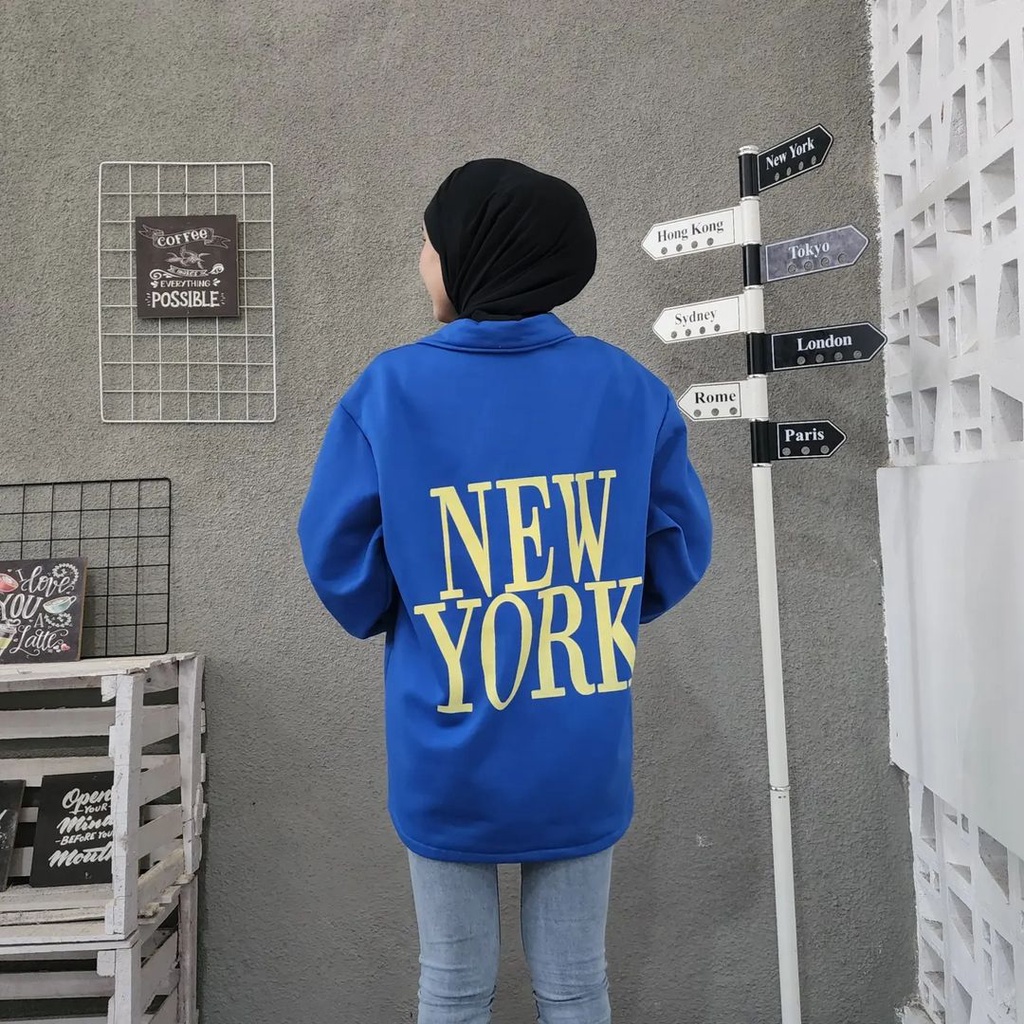 BIG NEWYORK Sweater Crewneck Wanita Oversize Atasan Kemeja Outher Kasual Style FLEECE Tebal Korean OOTD Outfit Kekinian