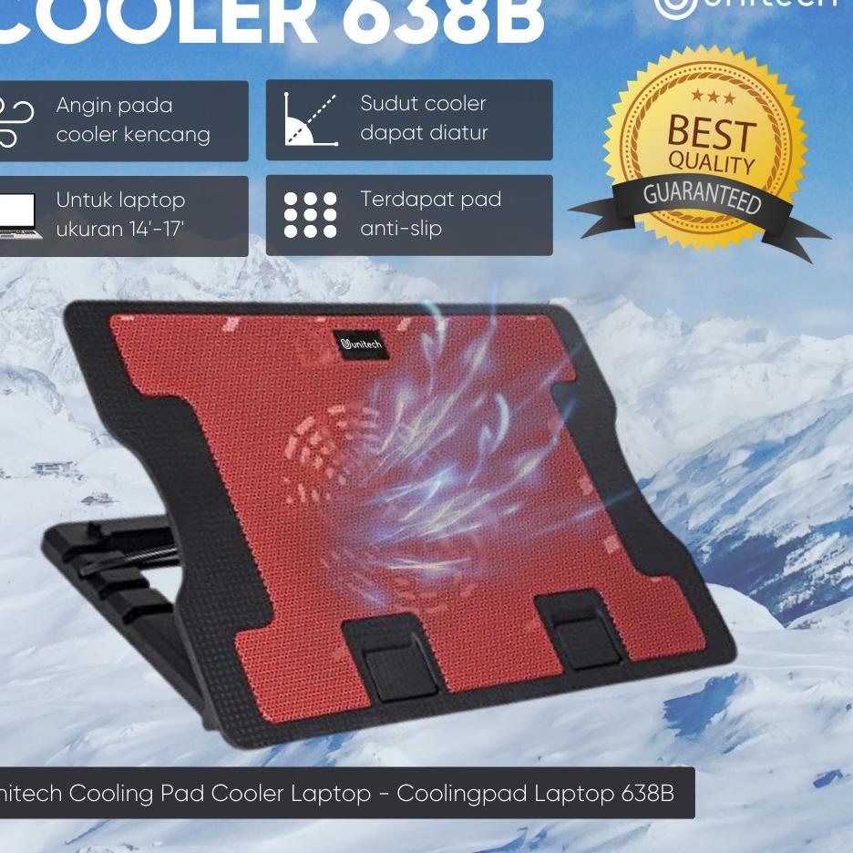 Kejutan disini--Cooling Pad Cooler Laptop Unitech 638B Big Fan Up to 17inch