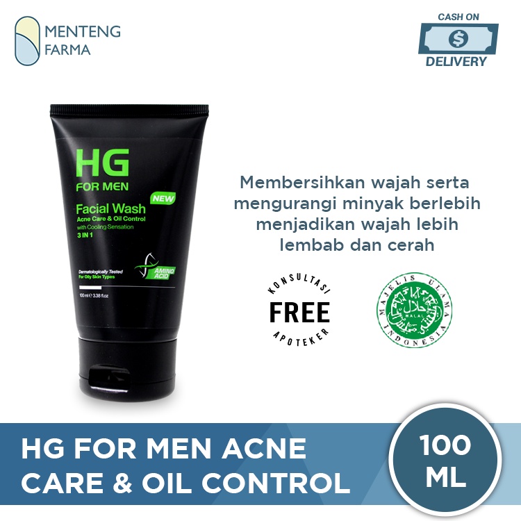 HG For Men Facial Wash Acne Care &amp; Oil Control 100 ML - Sabun Cuci Muka Khusus Kulit Berjerawat