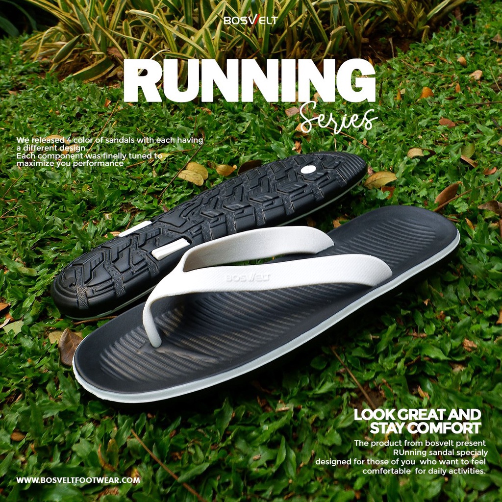 Sandal Cowok Karet Jepit Running Phylon Bosvelt Black
