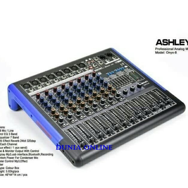 MIXER AUDIO ASHLEY ONYX 8 CHANNEL ORIGINAL MIXER KARAOKE ASHLEY ONYX8