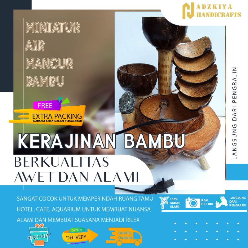 hiasan taman, dekorasi taman, air mancur bambu