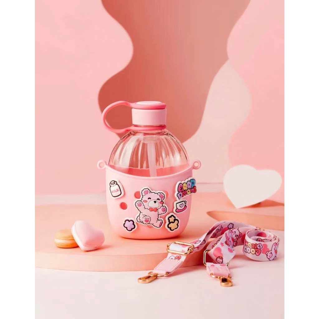 UNYU YGY  ! BOTOL MINUM ANAK CHARACTER MICKEY MINNIE DONALD DLL 670 ML  SEDOTAN DENGAN COVER SILICON