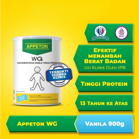 

APPETON DEWASA WEIGHT GAIN ADULT VANILA 900 G SUSU PENAMBAH BERAT BADAN