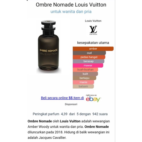 parfum Refill murni bibit LV ombre nomade isi -+35ml