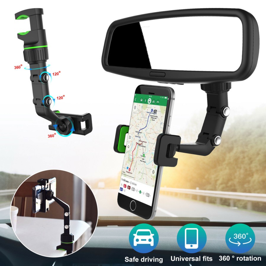 HD-55 HOLDER MOBIL CAR STAND HOLDER HP MOBIL KACA SPION DUDUKAN HANDPHONE PHONE HOLDER UNIVERSAL FLEKSIBEL