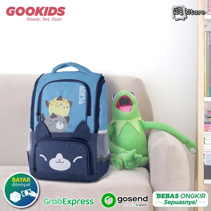 tas ransel pria Tas Ransel Sekolah Anak TK SD Laki Laki Perempuan Gambar Kucing Lucu - Biru Muda(W4V