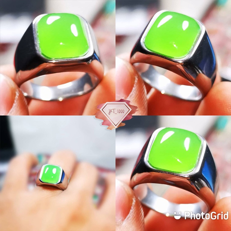 Cincin Batu Akik Asli Natural Anggur Ijo Chalchedoy