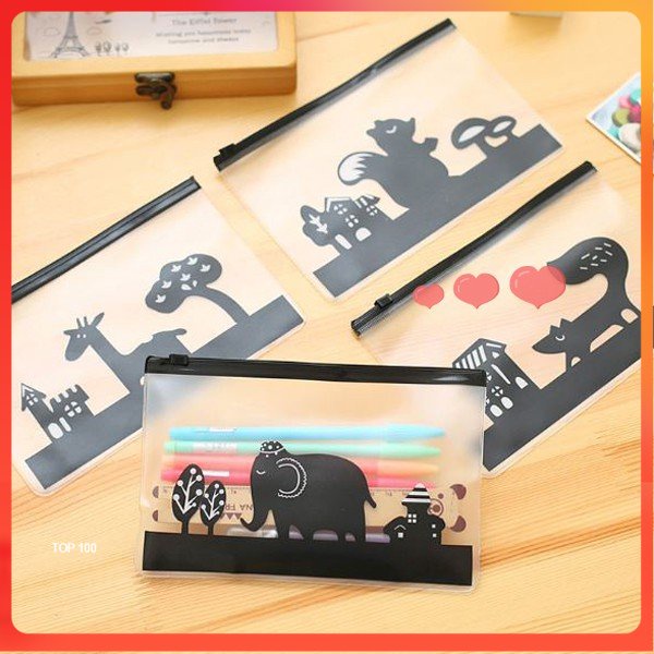 

[MDP] ORGANIZER BAG ZIPPER A5 MOTIF BLACK AND WHITE CUTE ANIMAL ( TEMPAT PENSIL / HP / POUCH LUCU KARAKTER