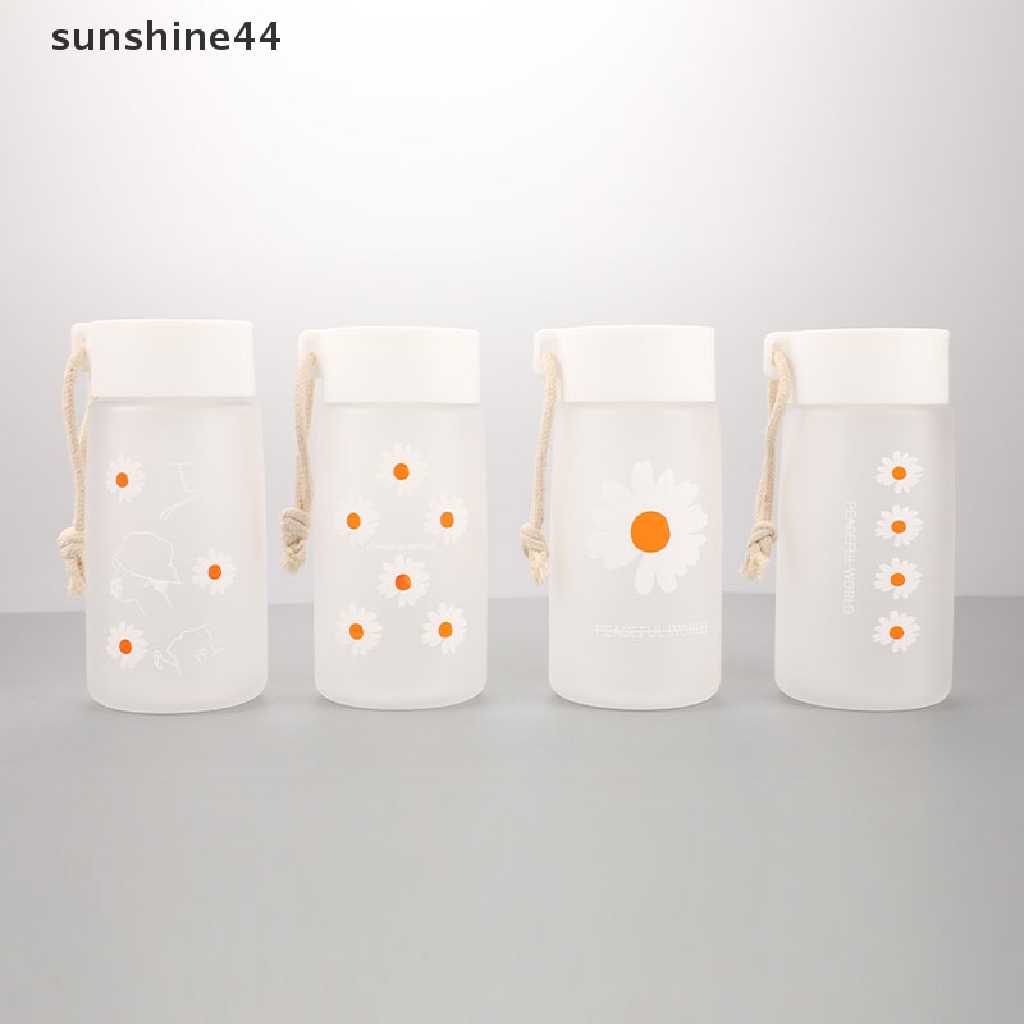 Sunshine Botol Minum Plastik Transparan 500Ml Motif Bunga Daisy Untuk Travel