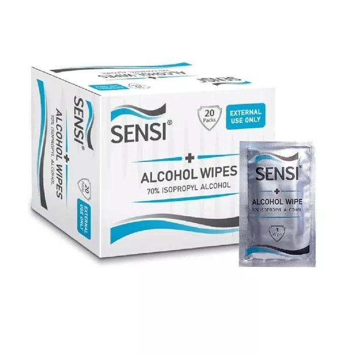 SENSI Tissue Tisu Basah Sensi Alcohol Wipes 70% Isopropyl Tissu Alcohol Wipe Tisue - Isi 20 | 10