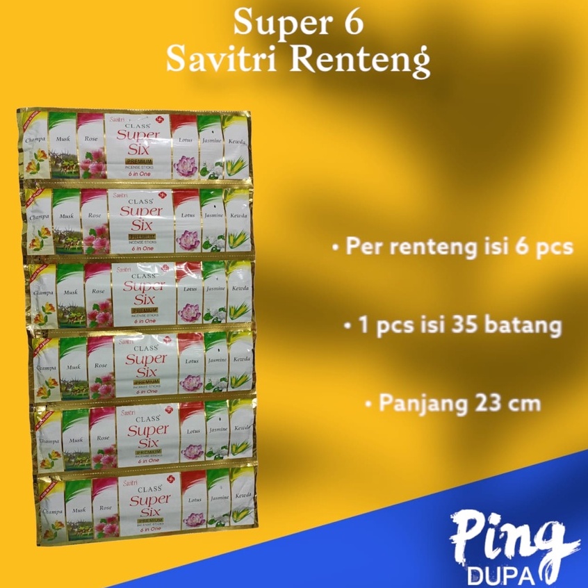 Per Renteng Dupa Hio Harum Super Six Renteng by Savitri Class ndia Paket Is 6 Pack Aroma Musk Jasmine Lotus Rose Kewda Champa