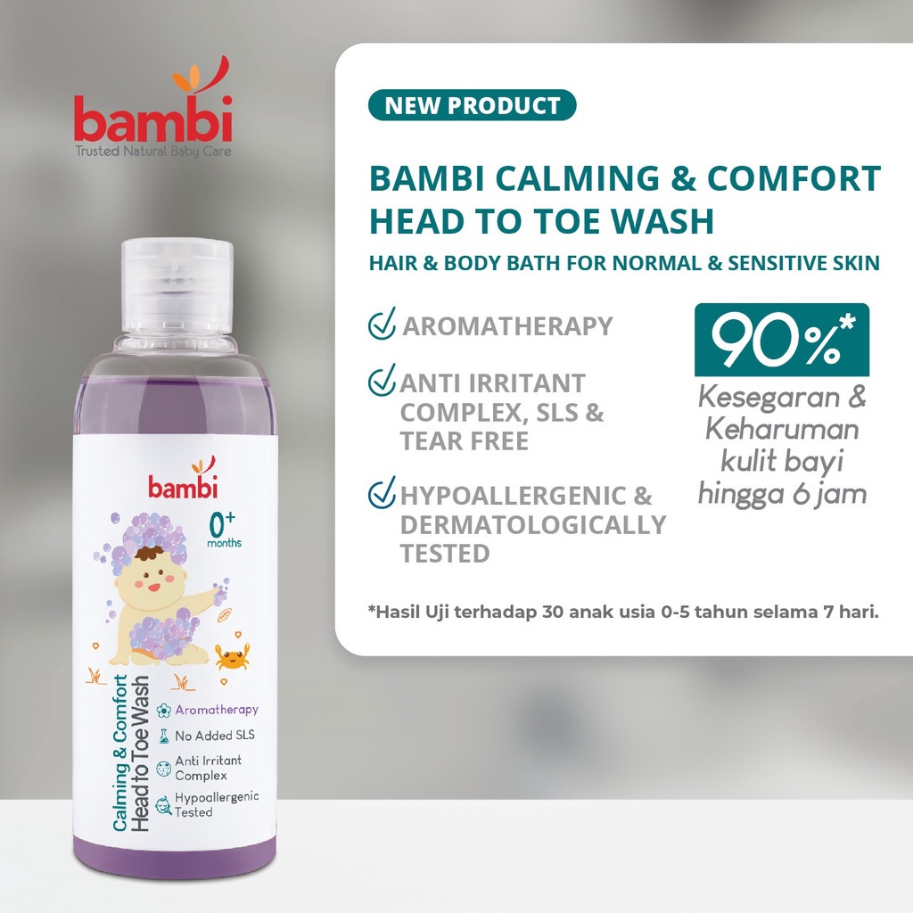 Bambi Baby Calming &amp; Comfort Head To Toe Wash 200ml Sabun &amp; Shampoo Bayi