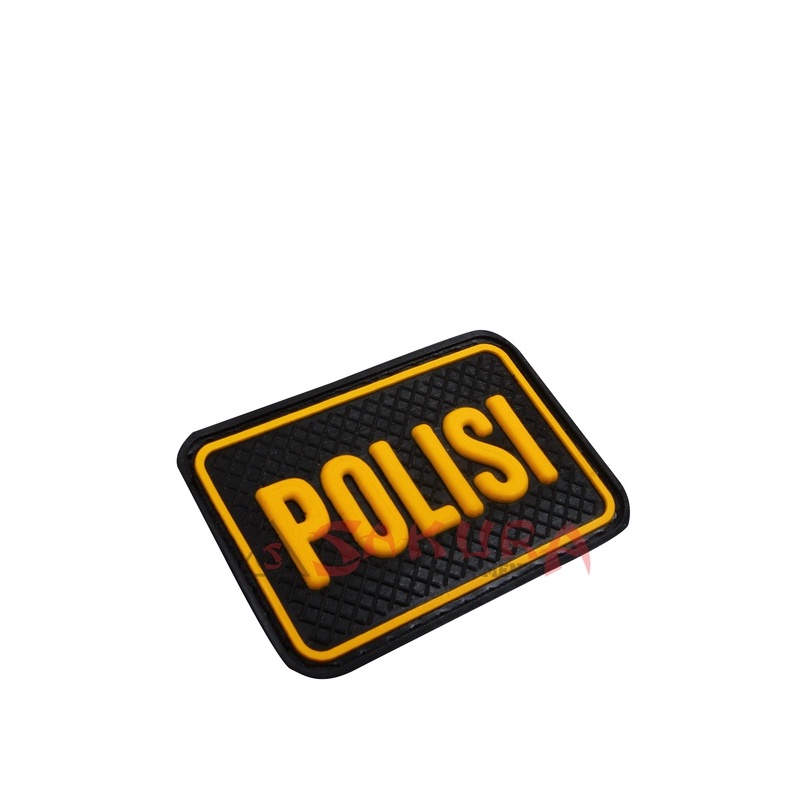 Patch Rubber POLISI Perekat Karet Velcro Tulisan Polisi Kuning