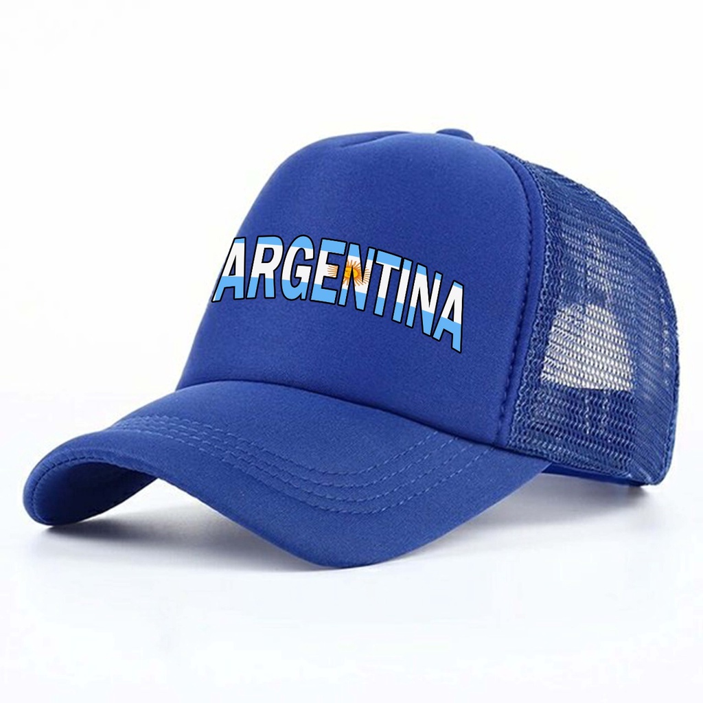 Topi ARGENTINA FC Piala Dunia Qatar 2022 Topi Trucker Jaring pria Wanita Sablon Gambar Timnas ARGENT