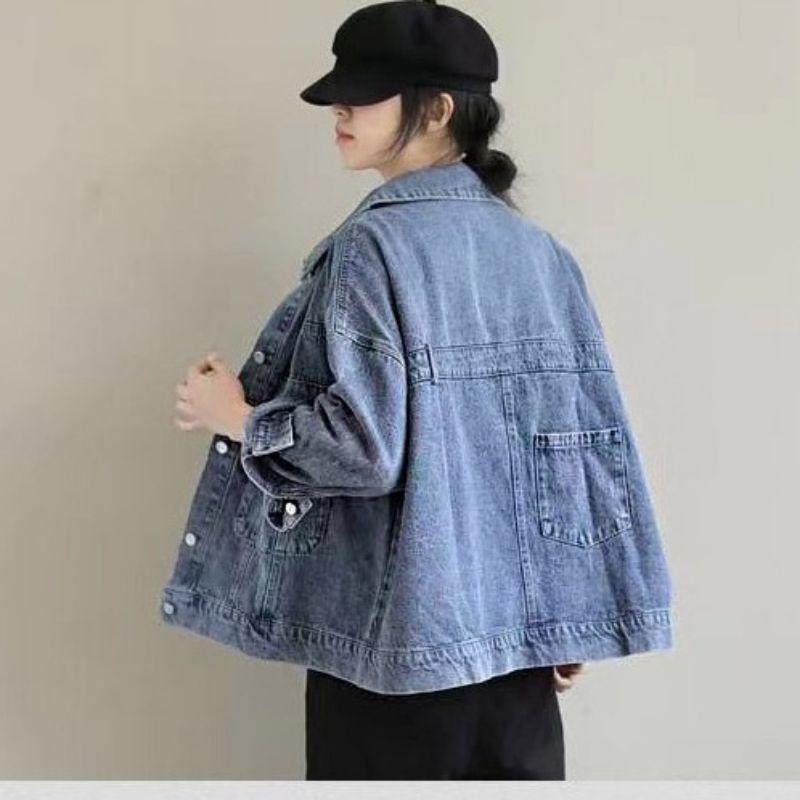 BIG MOUSE Jaket Jeans Wanita Oversize Big Size LD 120 Up to 140