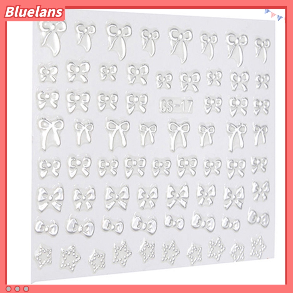 [Bayar Di Tempat][bluelans] Stiker Nail Art Manicure DIY Bentuk Pita / Hati 3D