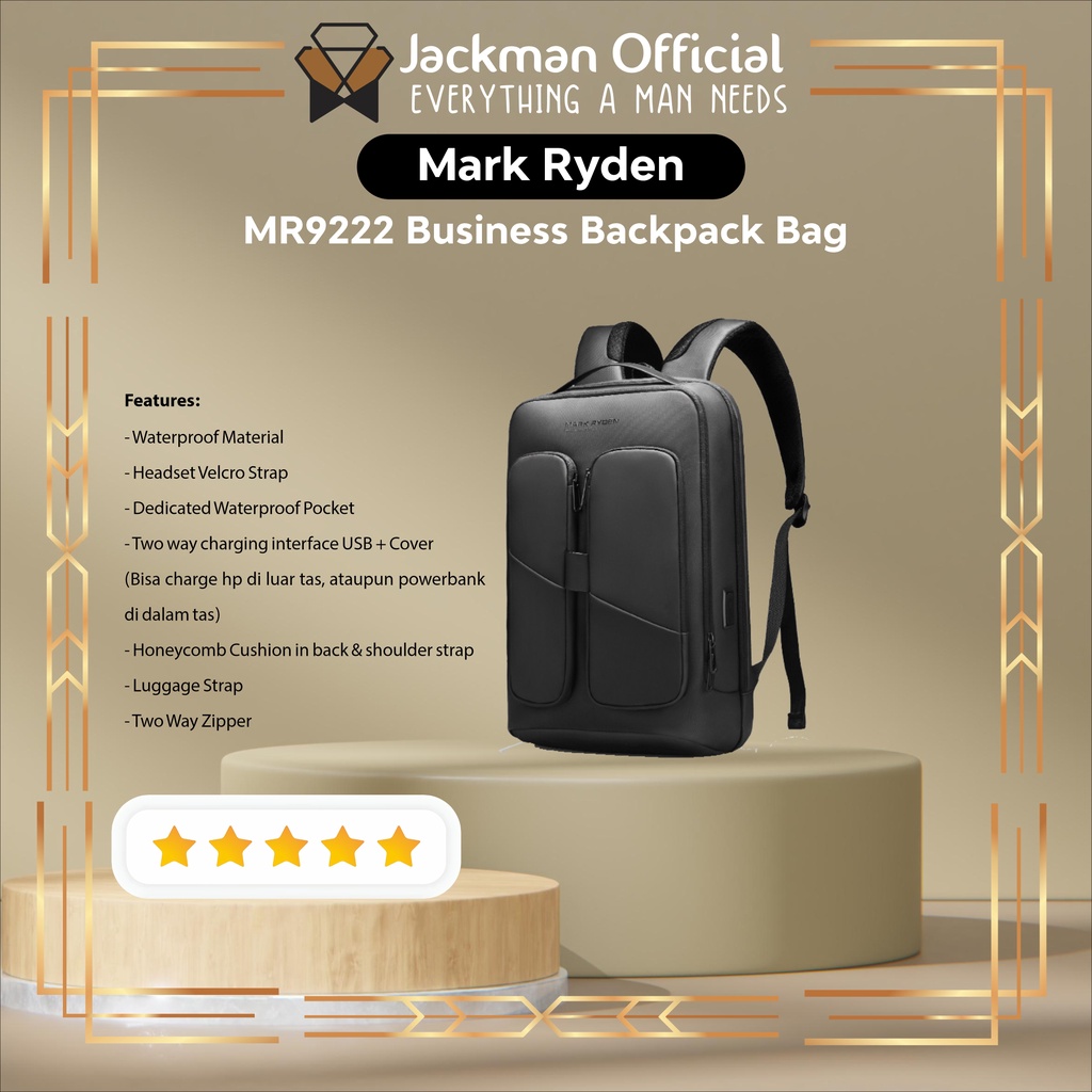 MARK RYDEN MR9222 Business Backpack Bag - Tas Ransel Laptop 15.6 Inch