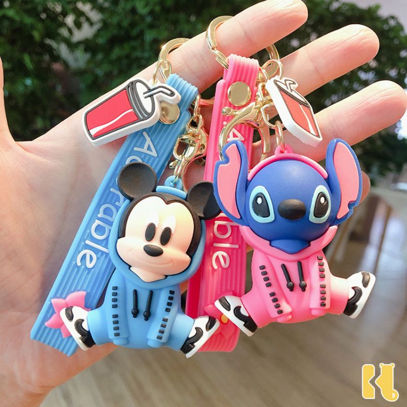 ACC Market88 Gantungan Kunci Imut Motif Pikachu Stitch Mickey Minnie Cantik Elegan Import Keychain