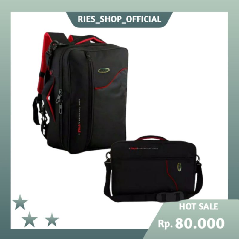 TAS LAPTOP POLO MULTIFUNGSI KUAT FREE RAINCOVER BISA RANSEL/SELEMPANG