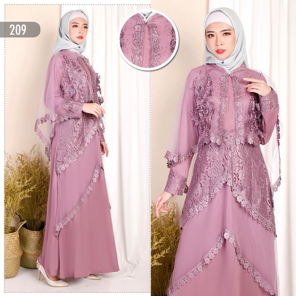 Model Baju Gamis Renda Brokat Import Cantik Terbaru Grosir -209