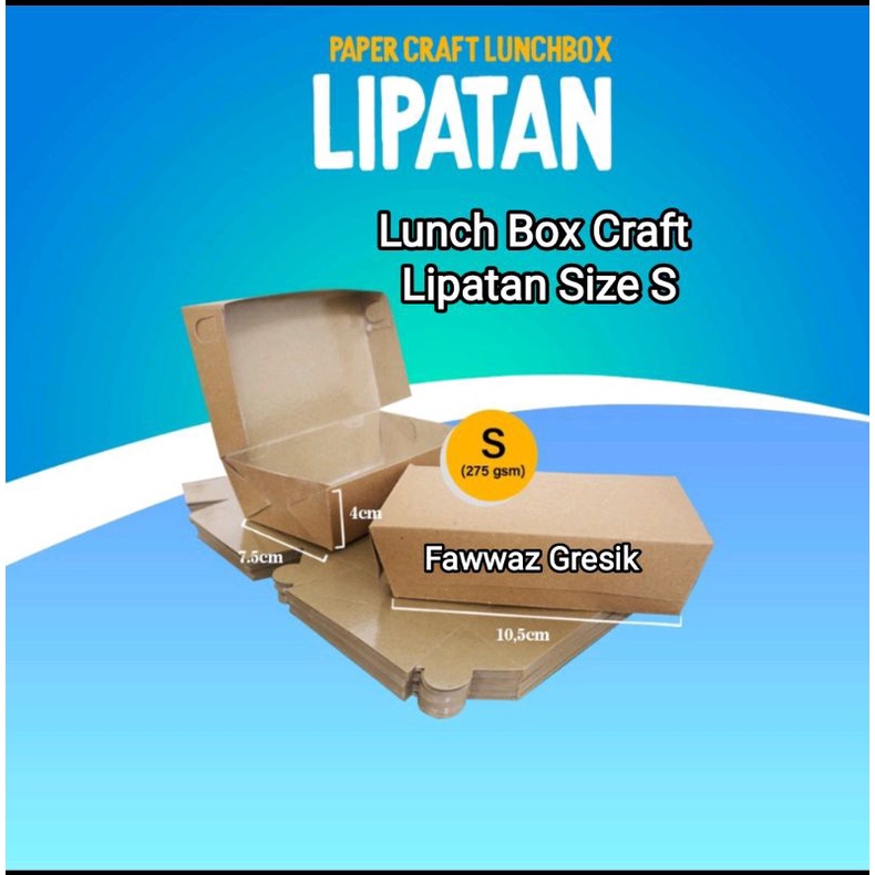 Brown Paper Craft Lunch Box Size S (100 Pcs) Lembaran / Lipatan - Lunch Box Coklat Craft