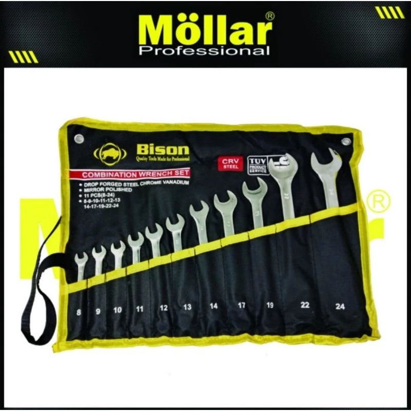 BISON kunci ring pas set 11pcs 8mm - 24mm