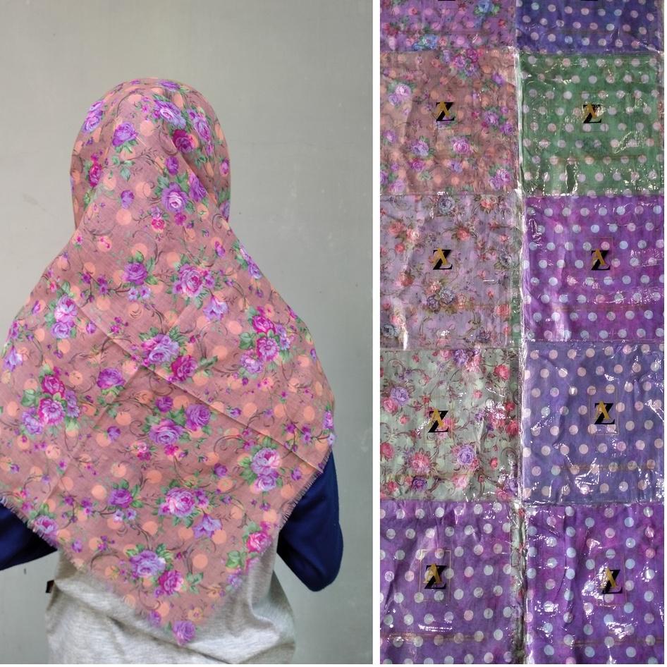 ㊫W HIJAB SEGIEMPAT NUREL ALEXANDRA MOTIF DESAIN BOLAK BALIK MATT POLYCOTTON FRANCIS SEGI EMPAT MURAH